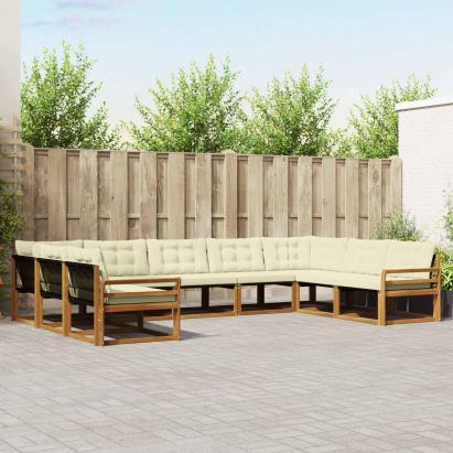 Set de canapele de exterior cu pernă 9 pcs Natural și Crem GartenMobel Dekor