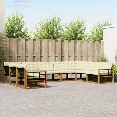 Set de canapele de exterior cu pernă 9 pcs Natural și Crem GartenMobel Dekor