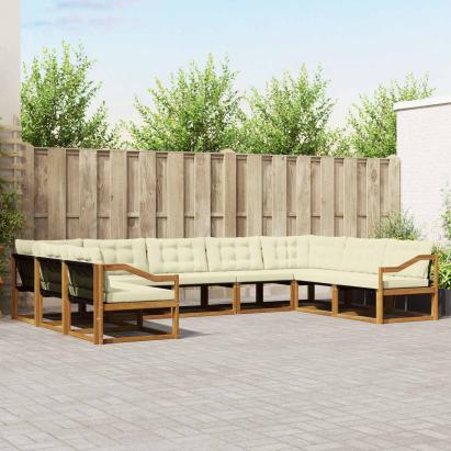 Set de canapele de exterior cu pernă 9 pcs Natural și Crem GartenMobel Dekor