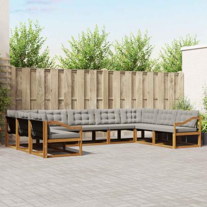 Set de canapele de exterior 9 pcs Gri natural și deschis GartenMobel Dekor