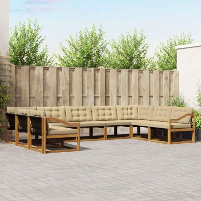 Set de canapele de exterior cu pernă 9 pcs Natural și Bej GartenMobel Dekor