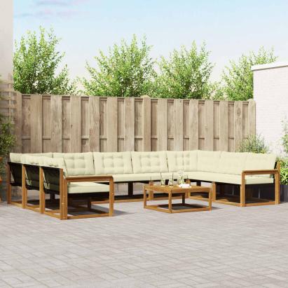 Set de canapele de exterior cu pernă 10 pcs Natural și Crem GartenMobel Dekor