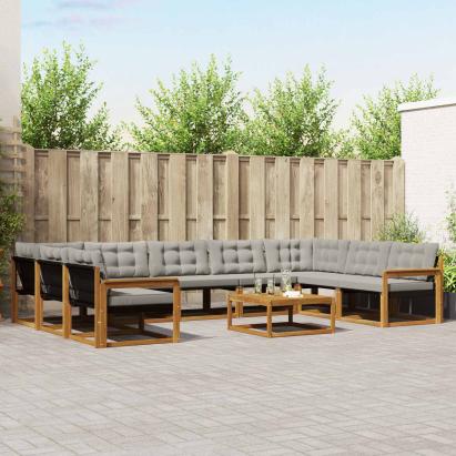 Set de canapele de exterior 10 pcs Gri natural și deschis GartenMobel Dekor