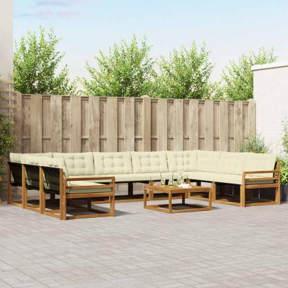 Set de canapele de exterior cu pernă 10 pcs Natural și Crem GartenMobel Dekor
