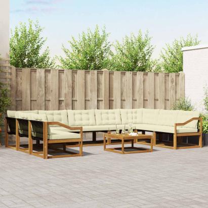 Set de canapele de exterior cu pernă 10 pcs Natural și Crem GartenMobel Dekor