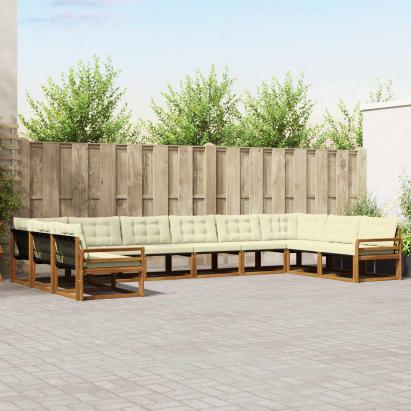 Set de canapele de exterior cu pernă 10 pcs Natural și Crem GartenMobel Dekor