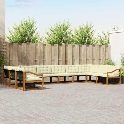 Set de canapele de exterior cu pernă 10 pcs Natural și Crem GartenMobel Dekor