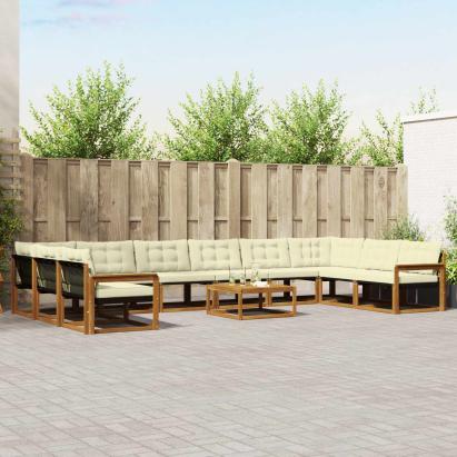 Set de canapele de exterior cu pernă 11 pcs Natural și Crem GartenMobel Dekor