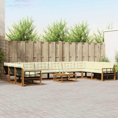 Set de canapele de exterior cu pernă 11 pcs Natural și Crem GartenMobel Dekor
