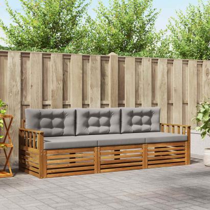 Set de canapele de exterior 3 pcs Gri natural și deschis GartenMobel Dekor