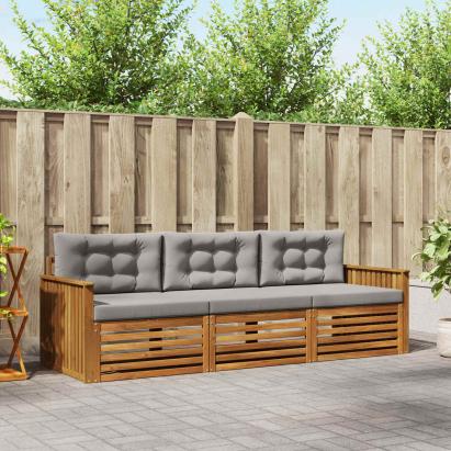 Set de canapele de exterior 3 pcs Gri natural și deschis GartenMobel Dekor