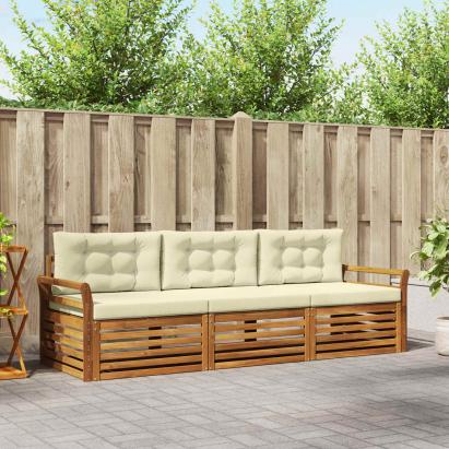 Set de canapele de exterior cu pernă 3 pcs Natural și Crem GartenMobel Dekor