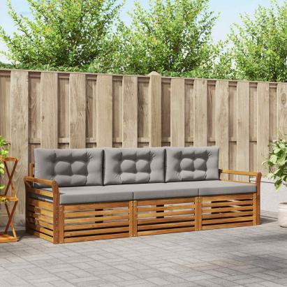 Set de canapele de exterior 3 pcs Gri natural și deschis GartenMobel Dekor