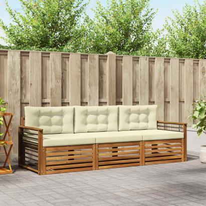 Set de canapele de exterior cu pernă 3 pcs Natural și Crem GartenMobel Dekor