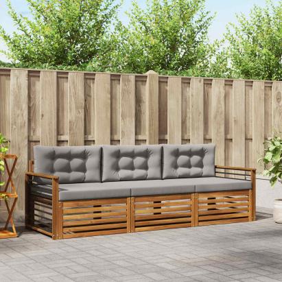 Set de canapele de exterior 3 pcs Gri natural și deschis GartenMobel Dekor