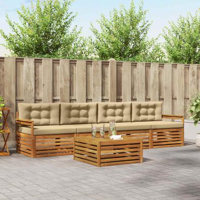 Set de canapele de exterior cu pernă 5 pcs Natural și Bej GartenMobel Dekor