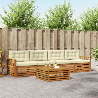 Set de canapele de exterior cu pernă 5 pcs Natural și Crem GartenMobel Dekor