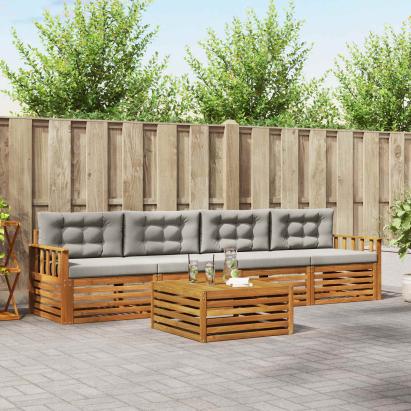 Set de canapele de exterior 5 pcs Gri natural și deschis GartenMobel Dekor