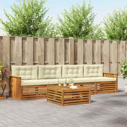 Set de canapele de exterior cu pernă 5 pcs Natural și Crem GartenMobel Dekor