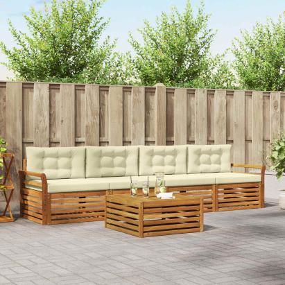 Set de canapele de exterior cu pernă 5 pcs Natural și Crem GartenMobel Dekor