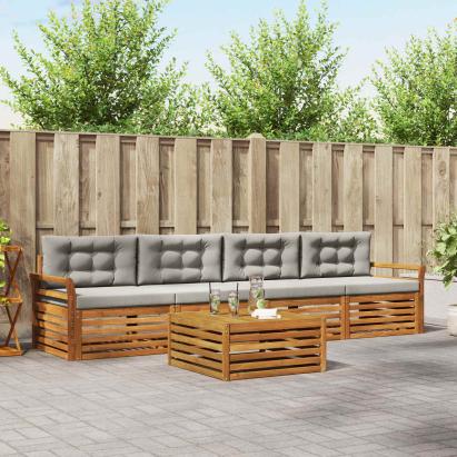 Set de canapele de exterior 5 pcs Gri natural și deschis GartenMobel Dekor