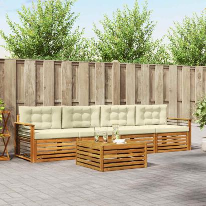 Set de canapele de exterior cu pernă 5 pcs Natural și Crem GartenMobel Dekor