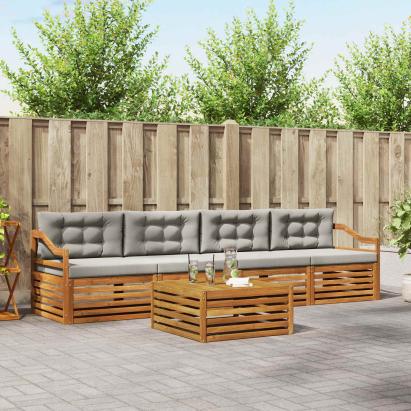 Set de canapele de exterior 5 pcs Gri natural și deschis GartenMobel Dekor