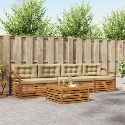 Set de canapele de exterior cu pernă 5 pcs Natural și Bej GartenMobel Dekor