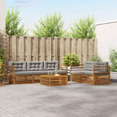 Set de canapele de exterior 6 pcs Gri natural și deschis GartenMobel Dekor