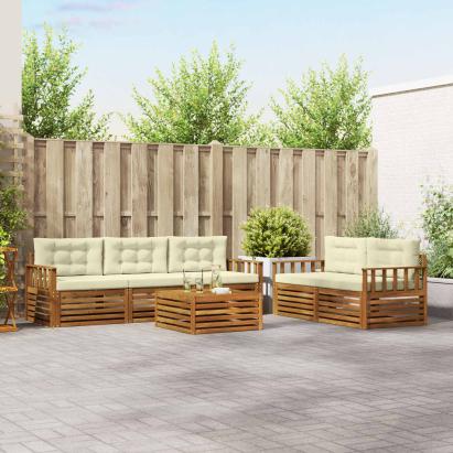 Set de canapele de exterior cu pernă 6 pcs Natural și Crem GartenMobel Dekor