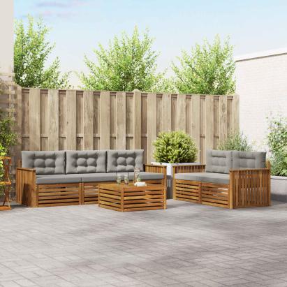 Set de canapele de exterior 6 pcs Gri natural și deschis GartenMobel Dekor