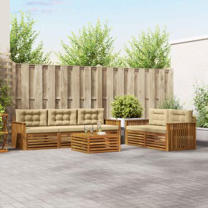Set de canapele de exterior cu pernă 6 pcs Natural și Bej GartenMobel Dekor