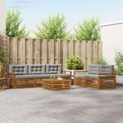 Set de canapele de exterior 6 pcs Gri natural și deschis GartenMobel Dekor