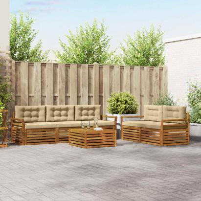 Set de canapele de exterior cu pernă 6 pcs Natural și Bej GartenMobel Dekor