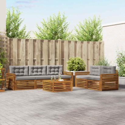 Set de canapele de exterior 6 pcs Gri natural și deschis GartenMobel Dekor