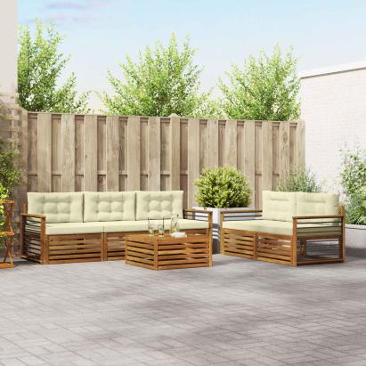 Set de canapele de exterior cu pernă 6 pcs Natural și Crem GartenMobel Dekor