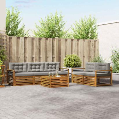 Set de canapele de exterior 6 pcs Gri natural și deschis GartenMobel Dekor
