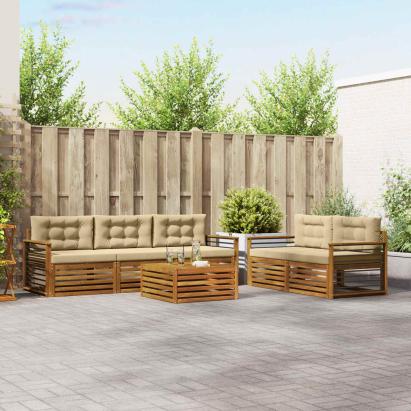 Set de canapele de exterior cu pernă 6 pcs Natural și Bej GartenMobel Dekor