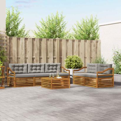 Set de canapele de exterior 6 pcs Gri natural și deschis GartenMobel Dekor