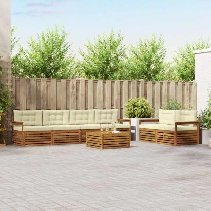Set de canapele de exterior cu pernă 7 pcs Natural și Crem GartenMobel Dekor
