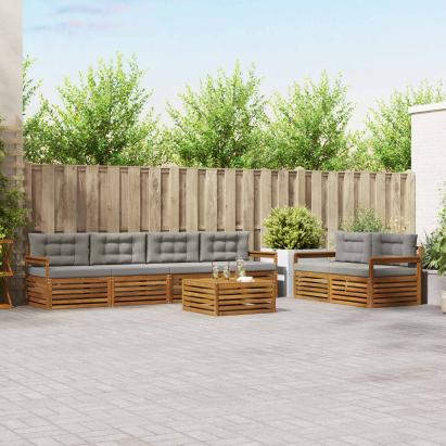 Set de canapele de exterior 7 pcs Gri natural și deschis GartenMobel Dekor
