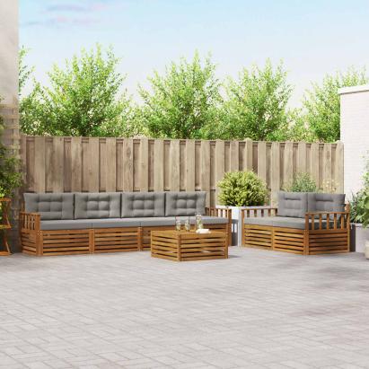 Set de canapele de exterior 7 pcs Gri natural și deschis GartenMobel Dekor
