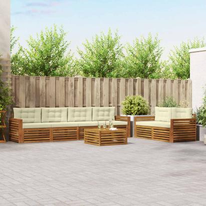 Set de canapele de exterior cu pernă 7 pcs Natural și Crem GartenMobel Dekor