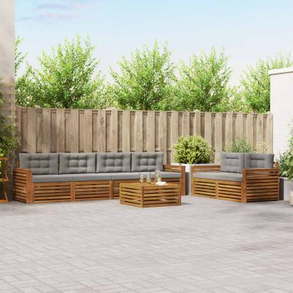 Set de canapele de exterior 7 pcs Gri natural și deschis GartenMobel Dekor