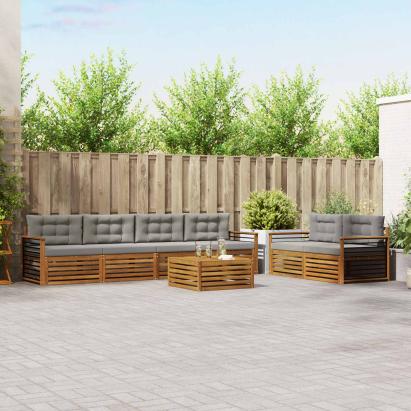 Set de canapele de exterior 7 pcs Gri natural și deschis GartenMobel Dekor
