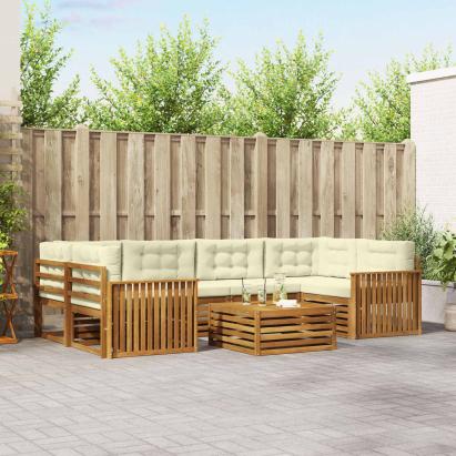 Set de canapele de exterior cu pernă 8 pcs Natural și Crem GartenMobel Dekor
