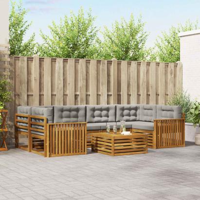 Set de canapele de exterior 21 pcs Gri natural și deschis GartenMobel Dekor
