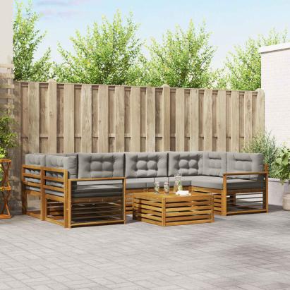 Set de canapele de exterior 21 pcs Gri natural și deschis GartenMobel Dekor