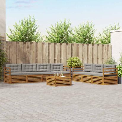 Set de canapele de exterior 8 pcs Gri natural și deschis GartenMobel Dekor