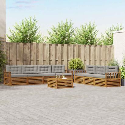 Set de canapele de exterior 8 pcs Gri natural și deschis GartenMobel Dekor